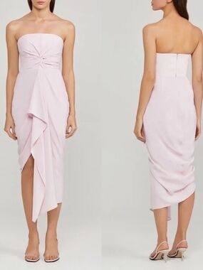 Strapless Draped Evening Dress in Light Mauve